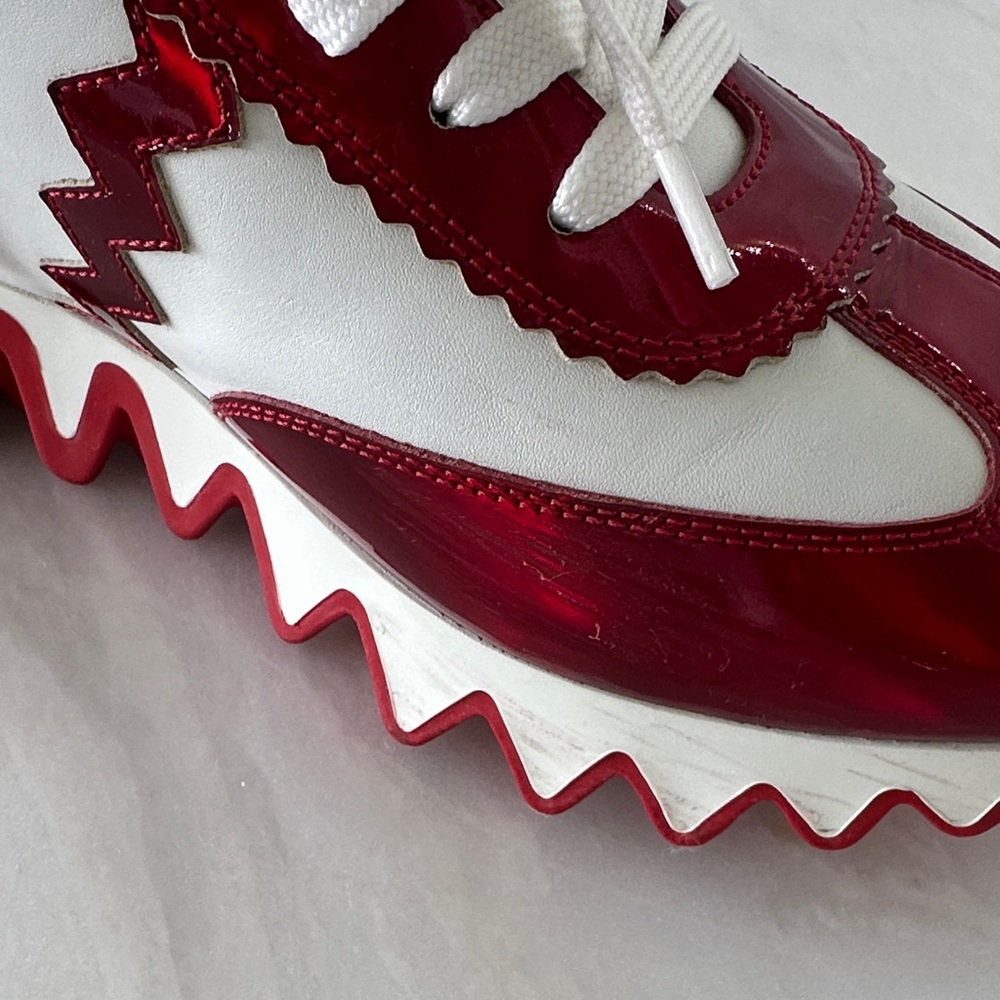 Christian Louboutin Loubishark Red and White Metallic Sneakers 39.5 / 8.5 - 9 - Picture 7 of 13